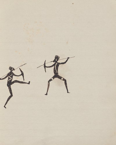 Kwatkwat people - (Aboriginals fighting with spears and shields) Sketchbook mainly of activities of Aboriginals and Whites by Tommy McRae